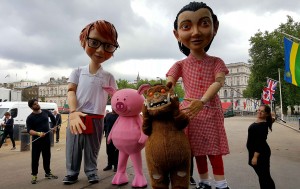 Patron's Lunch puppets with Gruffalo and Percy Pig sm